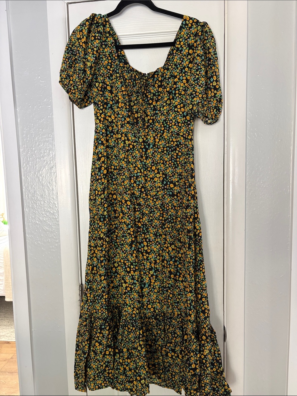 Faithfull the brand Black Maxi Dress with a Floral Print